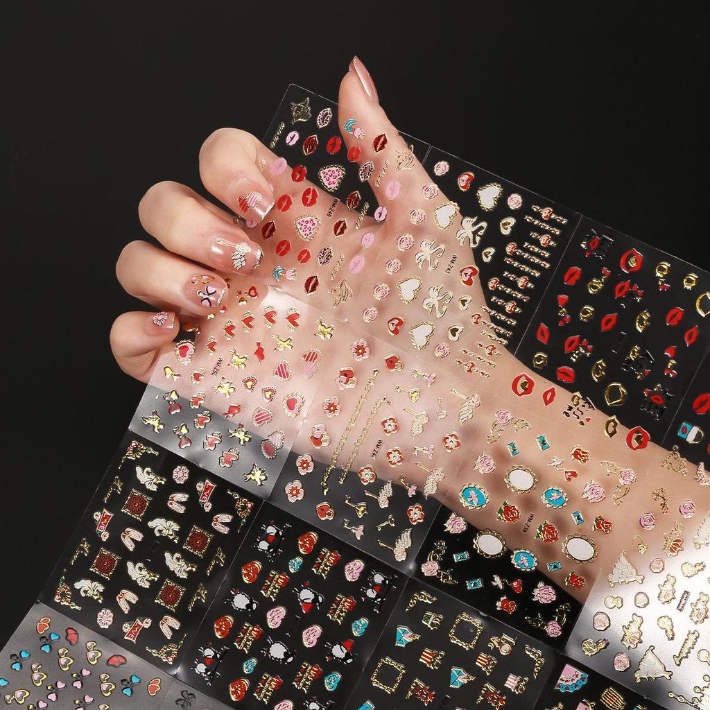 Gold 3D Self-Adhesive Full Cover Nail Stickers for Kids - Wearable Manicure Decals