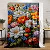 Colorful Floral Bouquet Design Flannel Blanket for Bedroom Living Room Sofa and Nap
