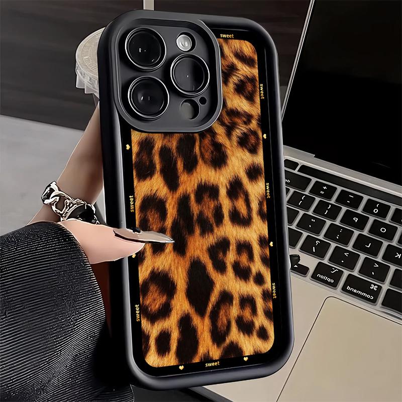 Phone Case for iPhone 17 Air 16E 15 16 Pro Max Fashion Sweet Leopard Print Cover 14 Plus 13 12 Mini Soft Shell Silicone Fundas