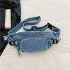 Denim Zipper Waist Packs 2025 Hot Selling Nylon Solid Color Neutral Style Casual Chest Bag Soft Versatile Simple Crossbody Bag