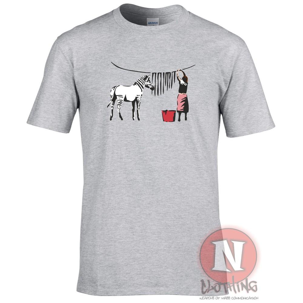 Banksy Zebra Wash TShirt Street Art Graffiti Design Print Colourful Funny Tee