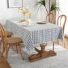 Silver Color Matching Plaid Polyester Fringed Tablecloth Geometric Rectangular Coffee Table Dining Table