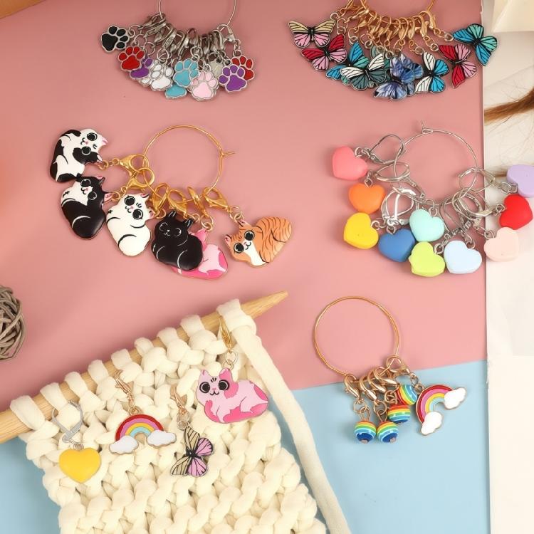Knitting Progress Markers with Metal Clasps and Storage Rings for Crochet Row, Sewing Crafts and DIY Needlework