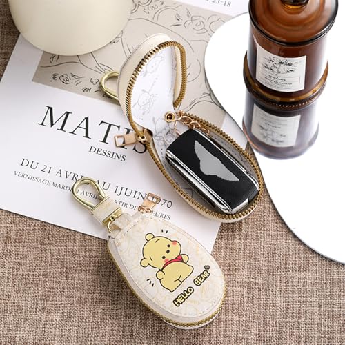 Winnie the Pooh Etui Chei Suport Chei Auto Geantă Etui Chei Suport Chei Husă Chei Portofel Monede Mini Geantă Chei Multifuncțională Piele PU Geantă cu Fermoar Decorativ