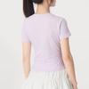 Adidas Striped Comfortable Breathable Short Sleeve T-Shirt Women Tops Purple JE1248