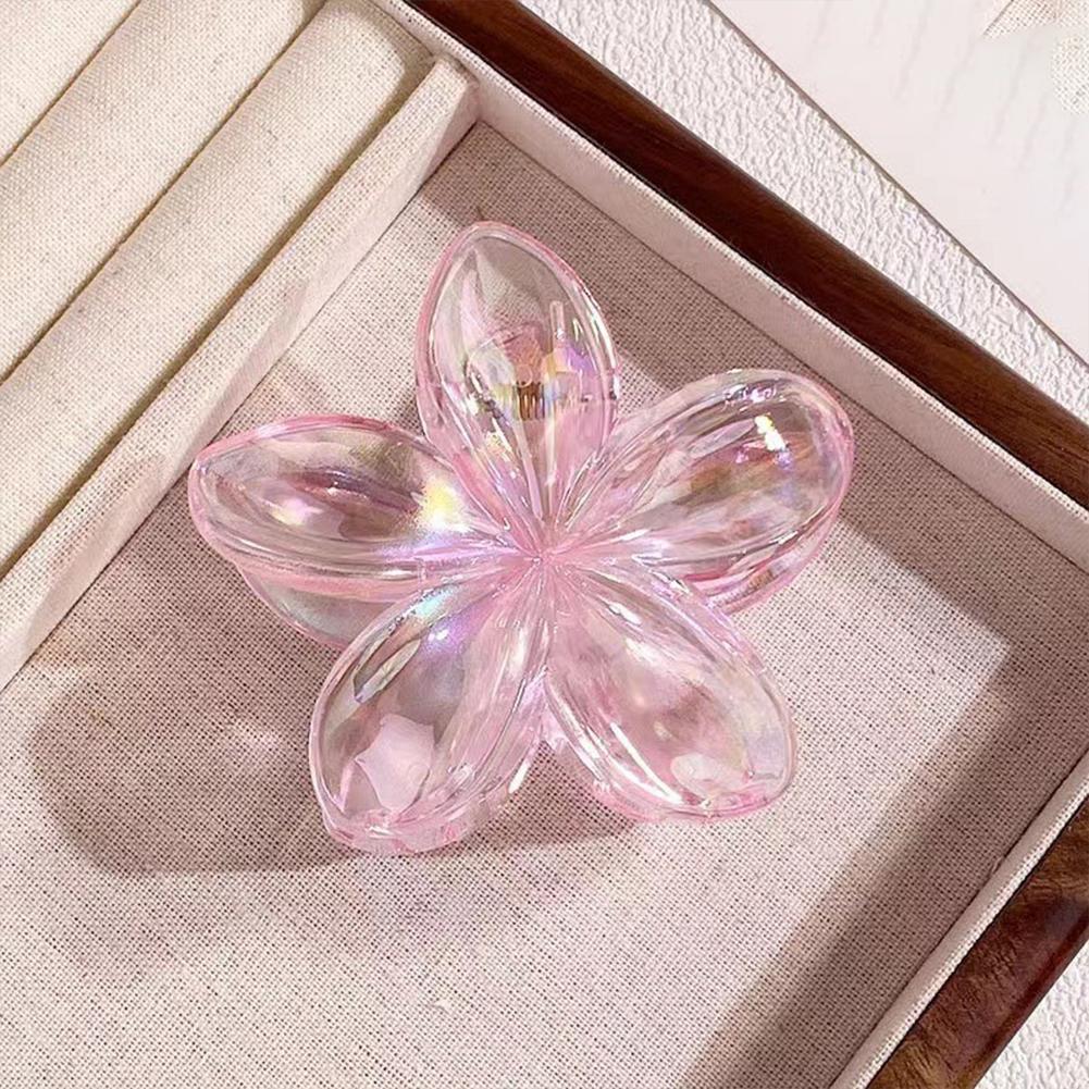 Trendy Laser Gradient Flower Hair Claw Lightweight Acrylic Y2K Transparent Beach Hair Clips Hair Accessories For Women Girls