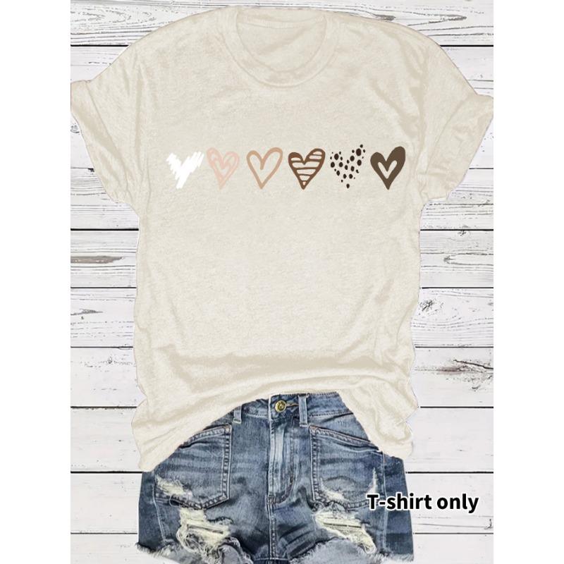 Women's Summer Premium Sense of Fashion Heart Pattern New Short-sleeved T-shirt