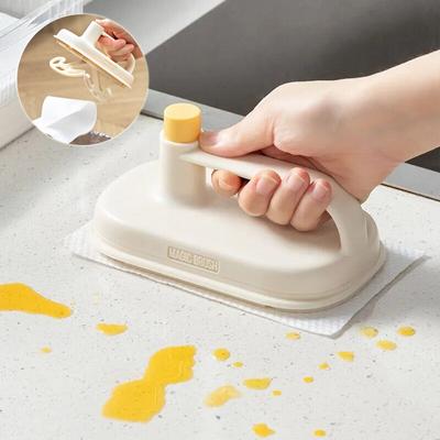 Magic Brush Reusable Cleaning Brush Holder, Handheld Multi-Purpose Disposable Wipe Scrubber Tool for Kitchen, Bathroom