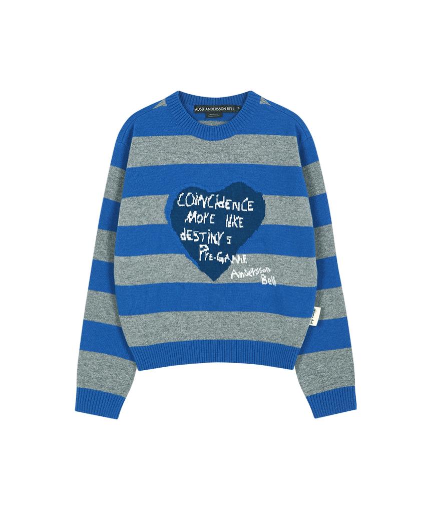 ADSB ANDERSSON BELL 26 Girls Heart Message Crew-Neck Sweater Atb1621W(Blue/Grey)