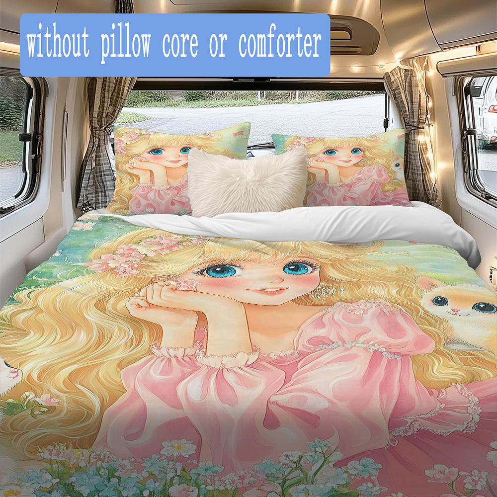 Retro Girl Pattern Bedding,Quilt Set Quilt Cover Pillowcase Home Birthday Gift (1*duvet cover+2*pillowcase,without core)XSJT0917309