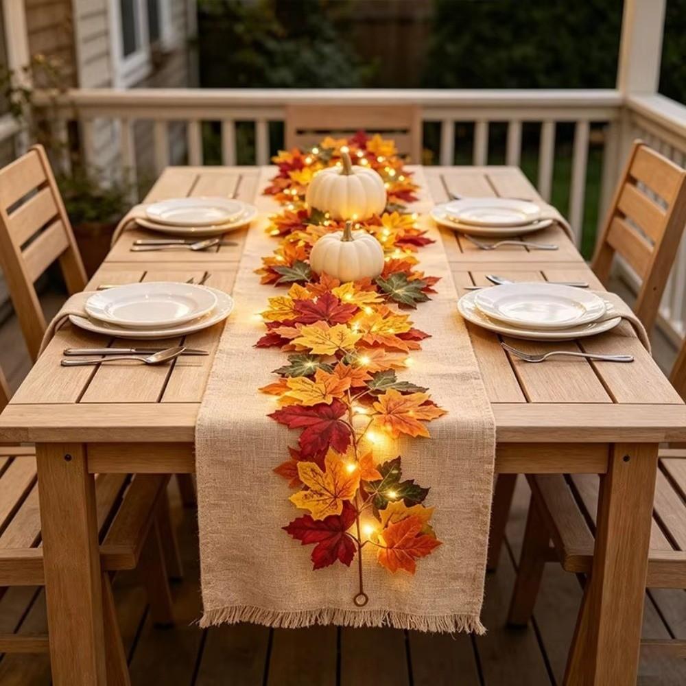 Realistic Artificial Maple Leaf Garland Flexible Faux Fall Leaves Strings Harvest Festival