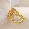 Luxury Zircon Stars Rings For Women  Gold Plated Metal Crystal Star Adjustable Ring Wedding Christmas Fashion Jewelry Gift
