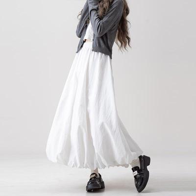 Women's Pumpkin Skirts White Casual Elastic Waist Baggy Midi Skirt Y2k Clothing Fashion Korean Style Spring Summer