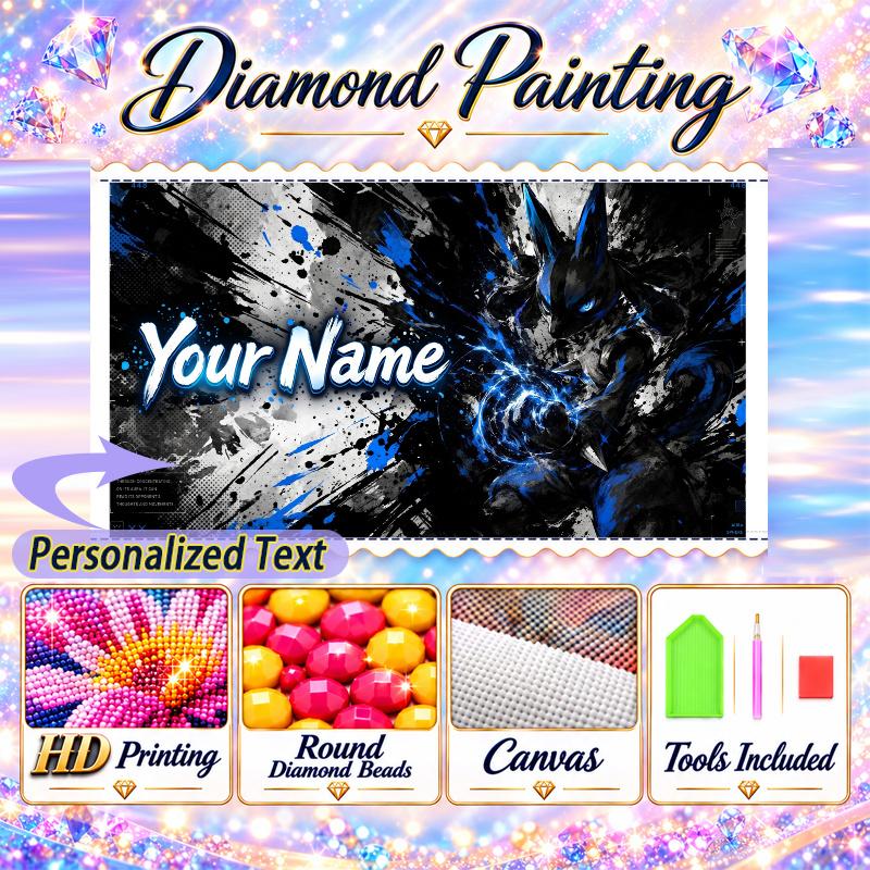 Personalized Greninja Diamond Art Custom Name 5D Diamond Painting Full Drill DIY Craft