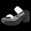 High heels, summer sandals, thick-soled transparent word with thick heels, wear cool slippers on the street