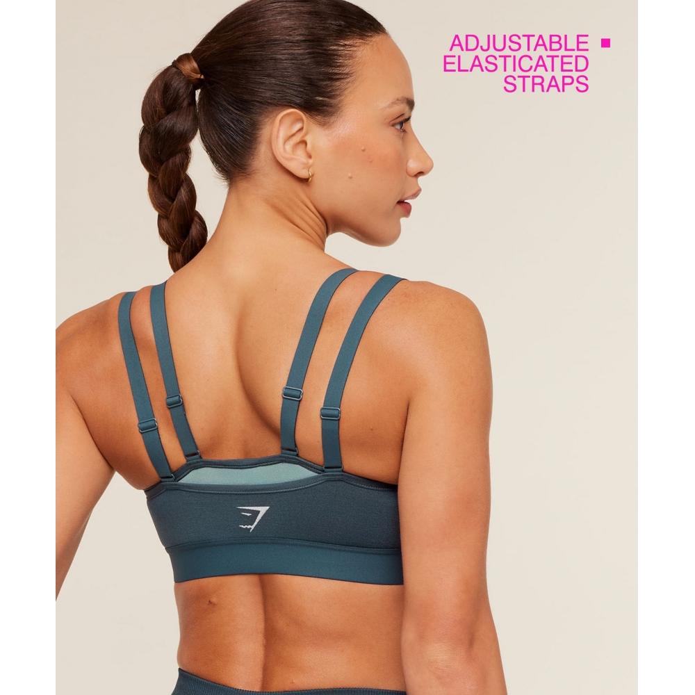 Gymshark Interval Seamless Medium Support Sports Bra Stealth Blue Storm Blue B5c