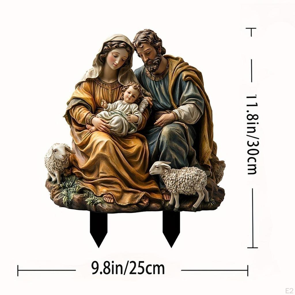 Garden Jesus Nativity Scene Stake Xmas Yard Sign Christmas Decor, 2D Acrylic for Pathway,
