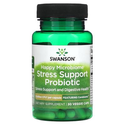 Swanson, Happy Microbiome Stress Support Probiotic, 3 Milliarden KBE, 30 vegetarische Kapseln