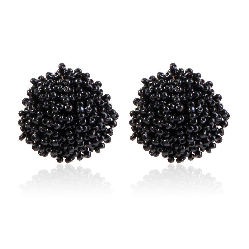 European & American Fashion Half-Circle Stud Earrings with Rice Beads