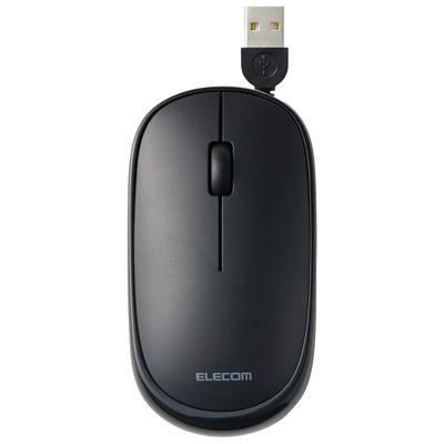 ELECOM Wired Mouse Slint Quiet Thin Mobile 3 Button Cable Winder Black M Size M-TM10UBBK