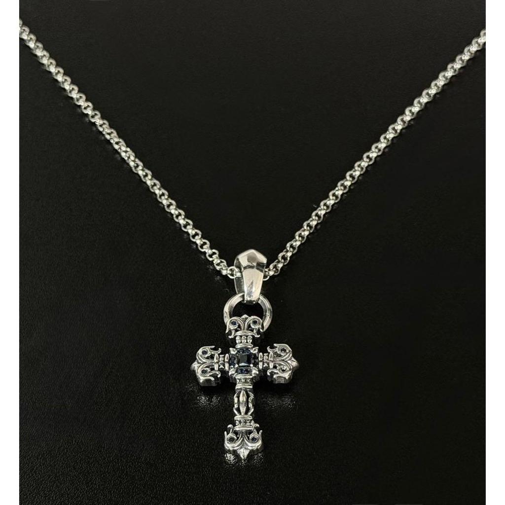Used Necklace Silver Tiny Filigree Cross Stamped Silver925