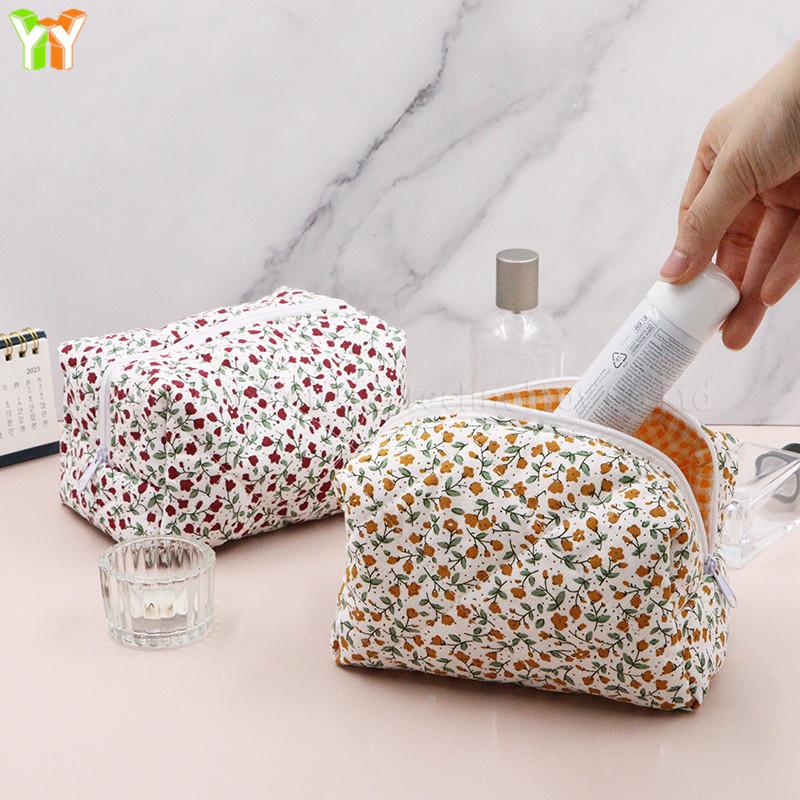 YY Handmade Cotton Makeup Bag for Women Aesthetic Girl for Toiletry Bag with Bow Detail National Style Handmade by Women