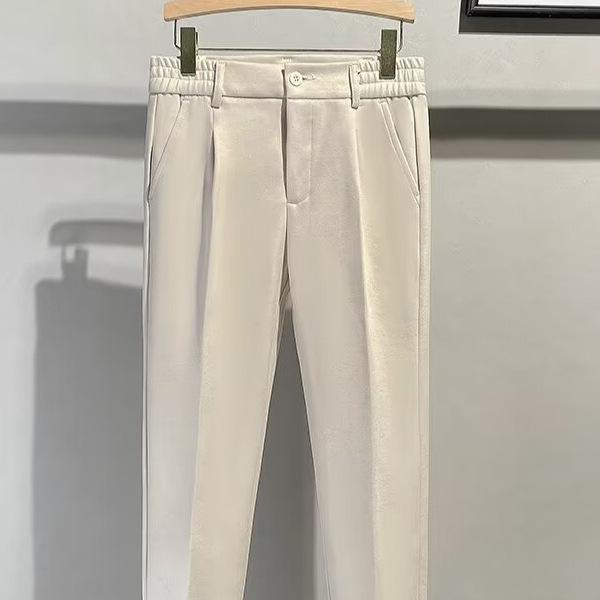 Suit Pants Nine-point Pants Men's Light Luxury Business Slim-fitting Trendy Pants Retractable Waist Casual Pants Trendy