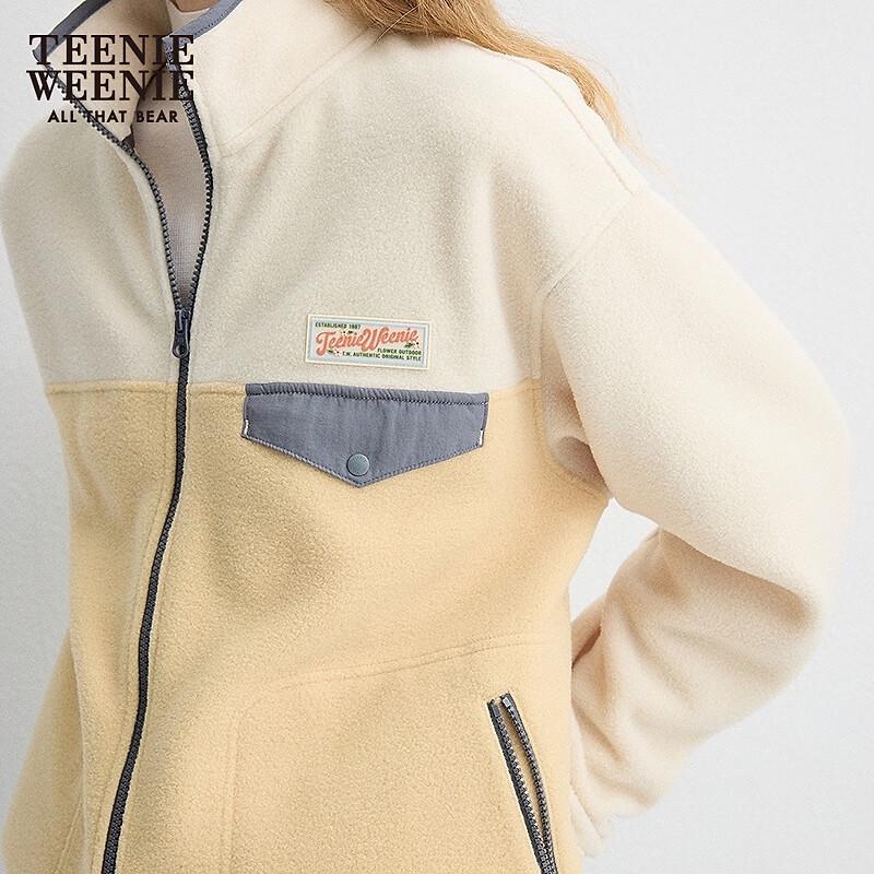 Teenie Weenie Bear Women's Color-Block Stand Collar Cardigan Sweatshirt