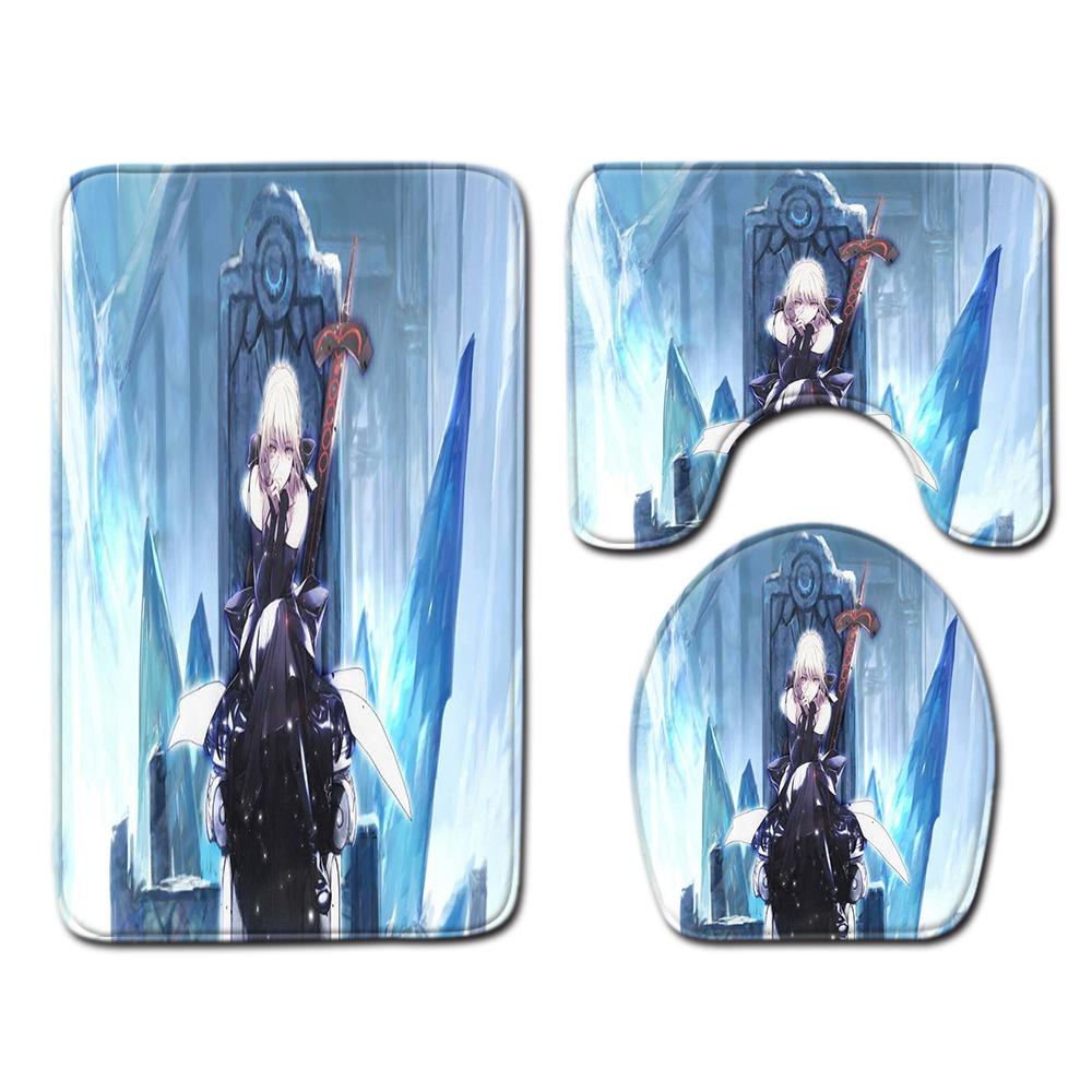 Animation Bathroom Floor Mat Three-Piece Bathroom Carpet Toilet Mat Set Door Mat Bathroom Non-Slip Mat