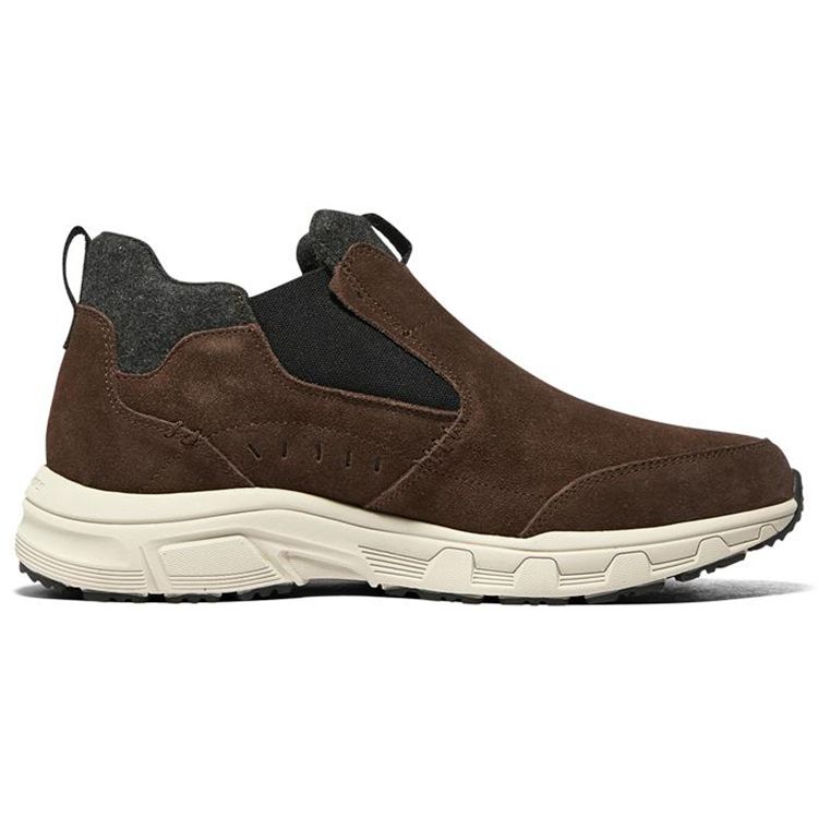 Skechers Oak Canyon Slip-On Cowhide Fabric Sports Comfort Thickened Fleece Warm Low-Top Casual Shoes Men sneakers Brown Black 237283C-CHBK