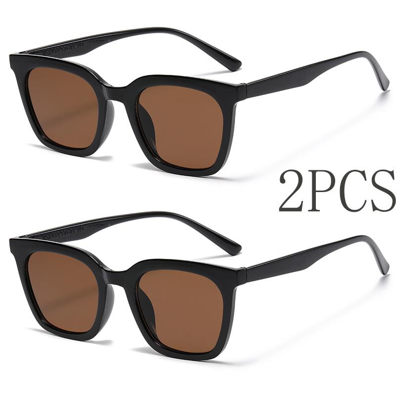 2PCS Vintage Fashion Square Sunglasses Women Men Retro Classic Brand Sun Glasses Commute Driving Male Female Glasses UV400