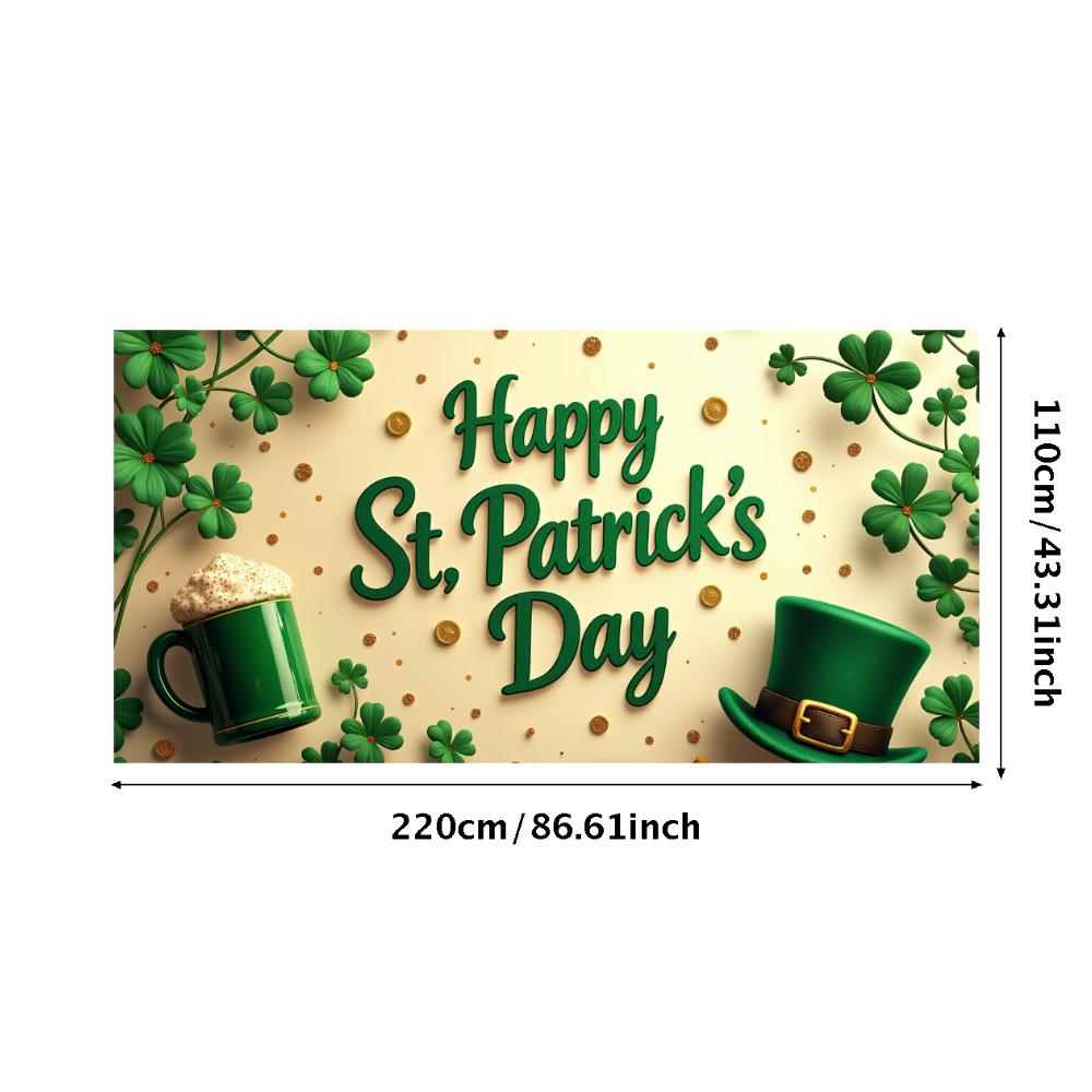 St Patricks Day Backdrop Banner With Beer Mug And Clover Party Event Decoration Photo Booth photography Background Props