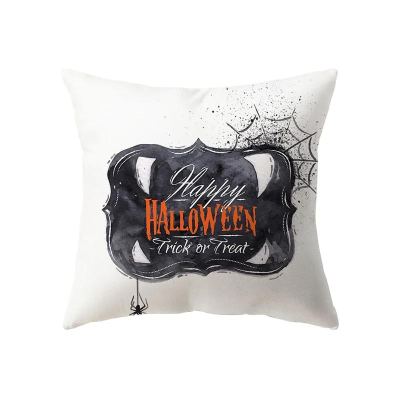 Halloween Theme Horror Pumpkin Bat Print Pattern Cushion Cover Home Living Room Sofa Decoration Polyester Pillow