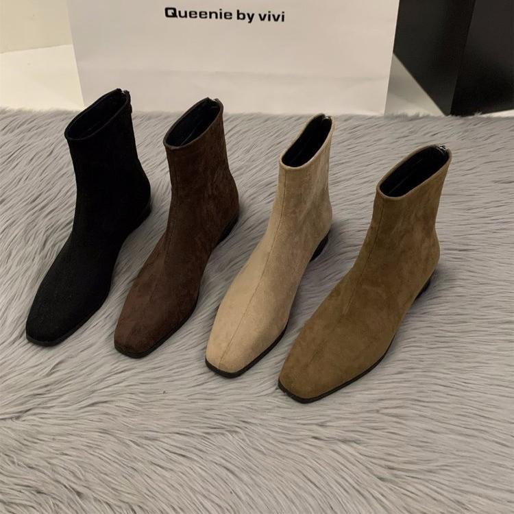 Feeling Retro and Foreign Style Small Short Boots 2025 Autumn and Winter New Single Boots Thin Boots French Suede Small Ankle Boots