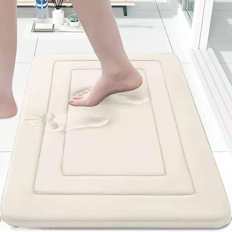 1 Stück saugfähige rutschfeste Badematte 1 Stück Badematte rutschfest Duschbadteppich Memory-Schaum Teppich weiche Fußmatte Steinboden super saugfähig schnell trocknender Teppich