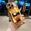 Sparkling Diamond Electroplated Golden Phone Case For iPhone 17Air 17 16 15 14 13 12 11 Pro Max Plus 16E XR 7 8 X Xr Glass Cover