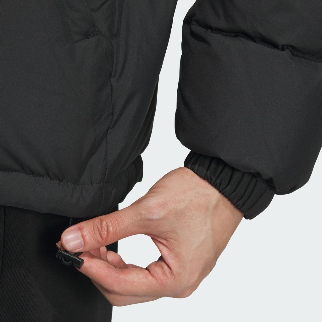 Adidas Puffy Down Series Logo Outdoor Casual Hooded Warm Puffer Jacket Unisex Jacket Black JM9131