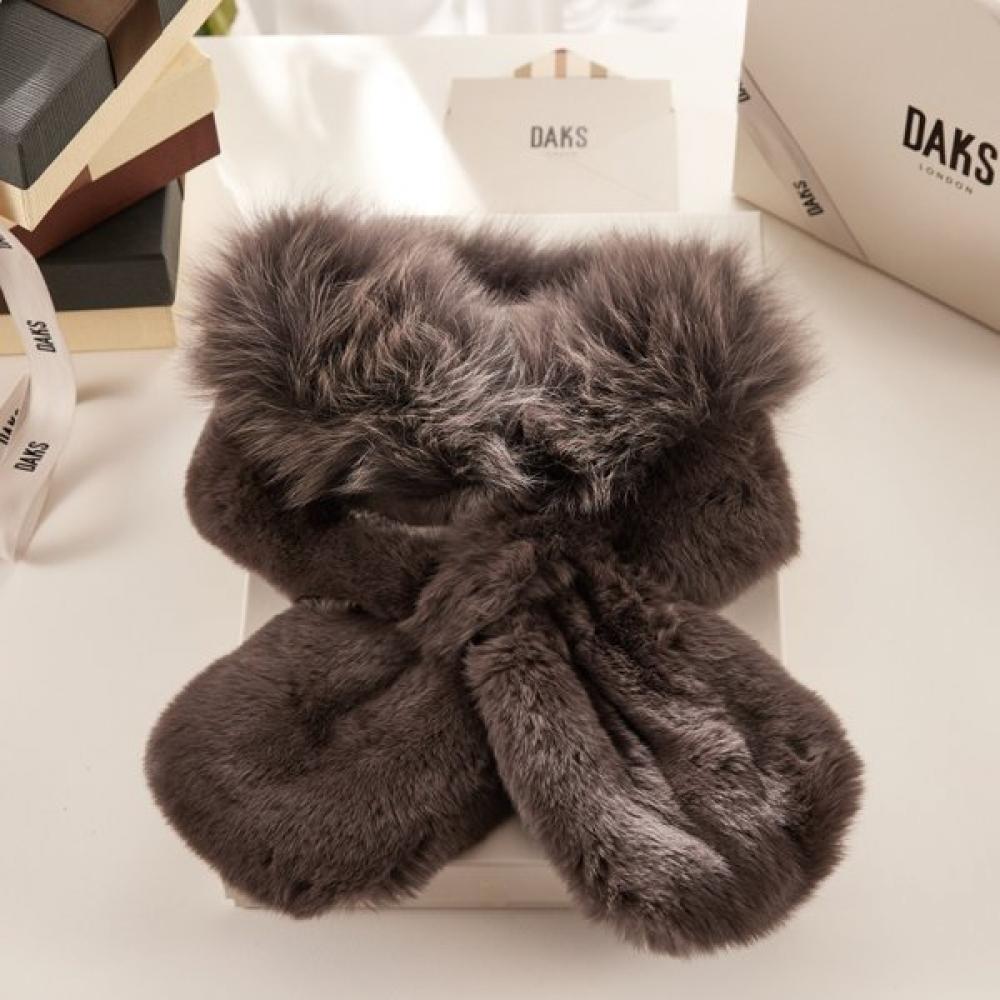 DakS Women S Fox Fur Scarf Dark Grey Dbmu4f741g3