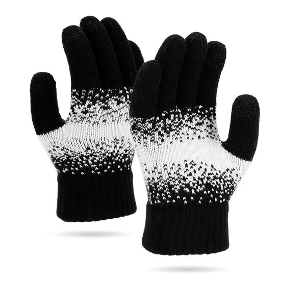 Warm Touchscreen Gloves Men Women Winter Knitted Gloves Full Finger Thickened Fleece Lined Gloves for Driving Skiing Daily Outings
