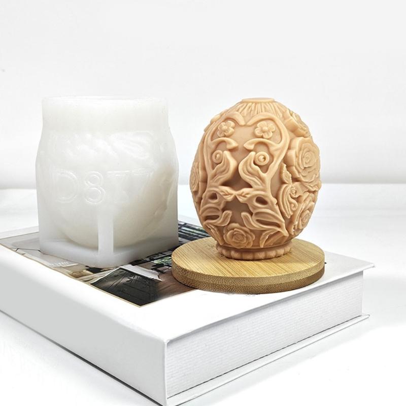 3D Flower Eggs Silicone Candle Molds for Epoxy Resin Handmade Candle Soap Floral Fondant Molds Chocolate Silicone Molds