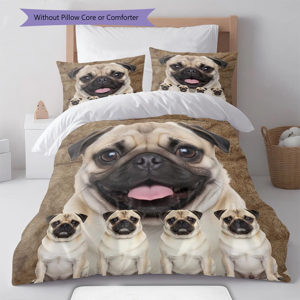 Bulldog Pattern Bedding Quilt Set Quilt Cover Pillowcase Home Decoration Gift (1 * duvet cover + 2 * pillowcase, without core)