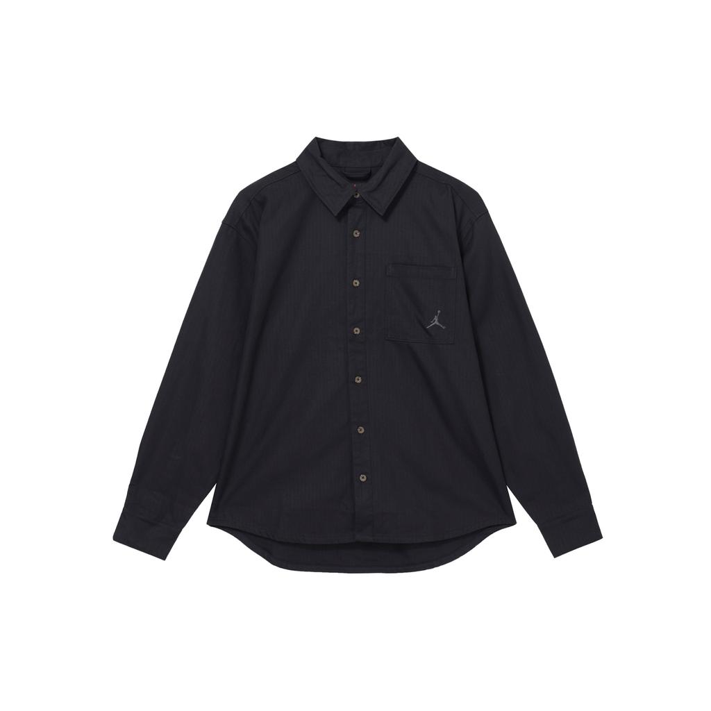 Jordan Essentials Cotton Polo Button Fashion Long Sleeve Shirt Men shirts Black FV7447010