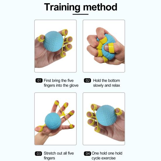 Hand Grip Strength Trainer Ball with Elastic Silicone Finger Cot Slow Rebound Anti-slip Hand Rehabilitation Stretching Exercise Equipment