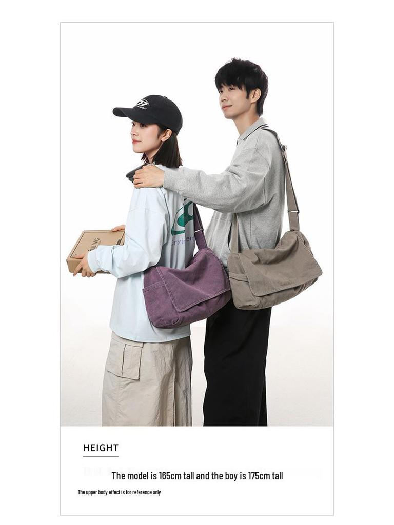 Grand sac bandoulière en toile pour femmes: Style Rétro Japonais, Sac à Dos Polyvalent pour Étudiants