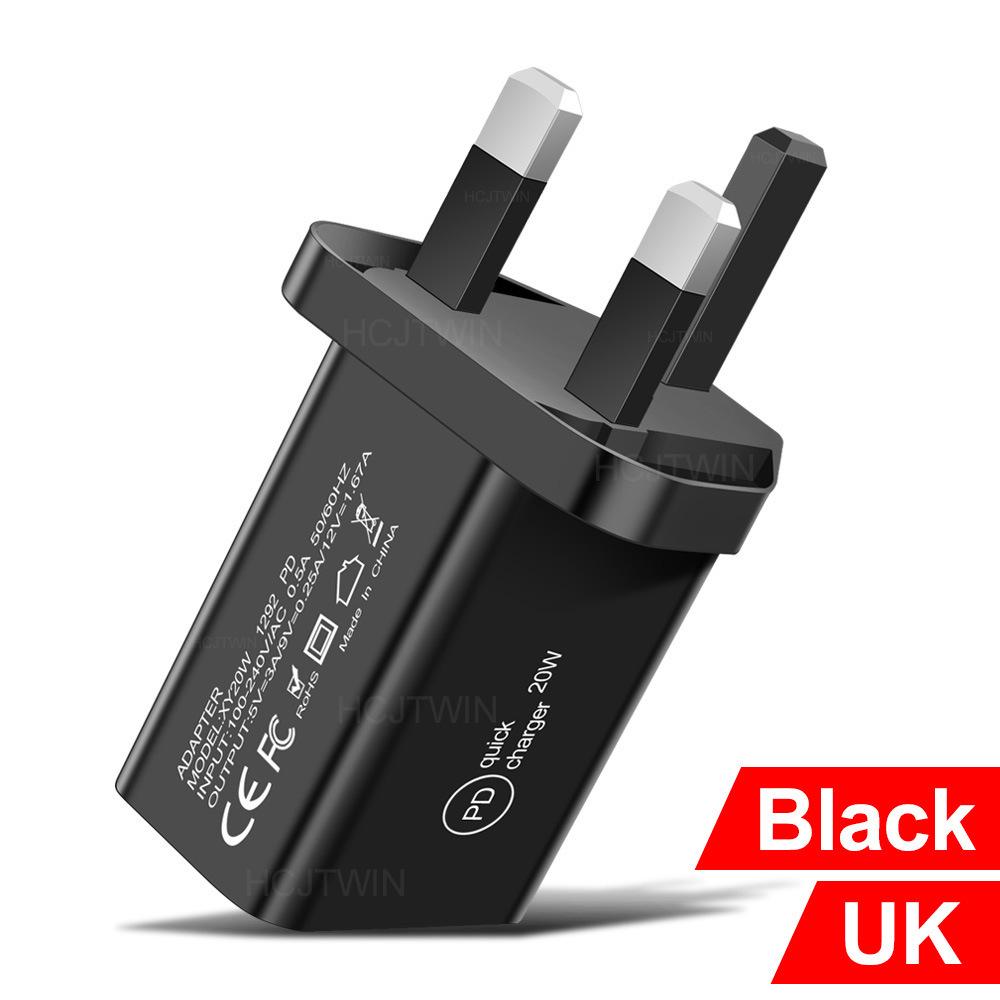 20W PD Fast Charger for Mobile Phones - Travel Adapter with EU/US/UK Plugs