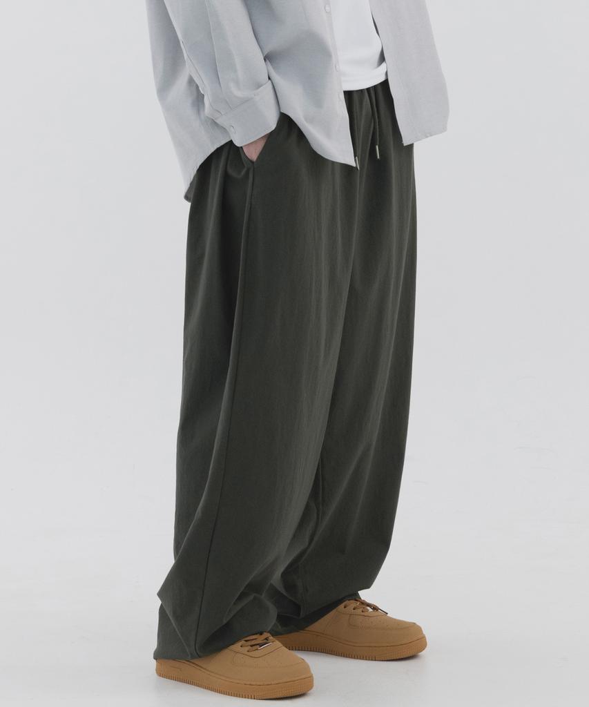 PIANER Linen-Like Side Pleated Balloon Pants (Charcoal)