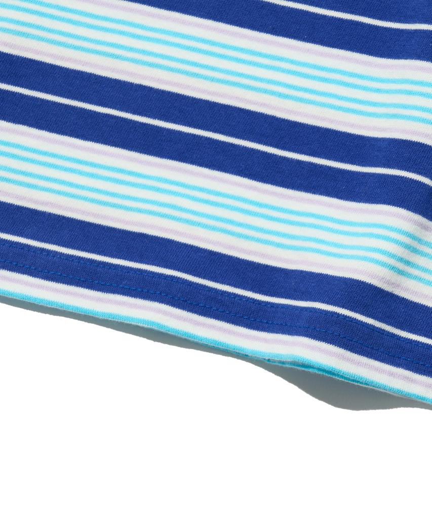 TAILOR STUDIO All Day Multi Stripe Short Sleeve T-Shirt (Blue)