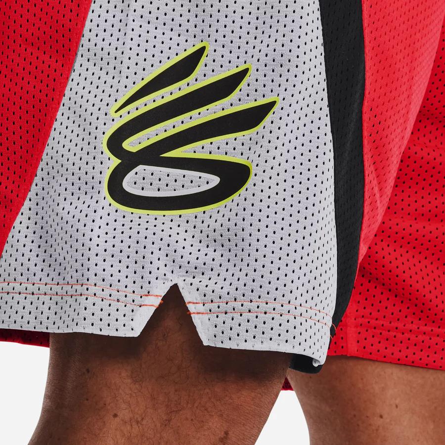 Under Armour Color Block Breathable Fleece Mid-Rise Sports Shorts Men shorts Red 1374303-810