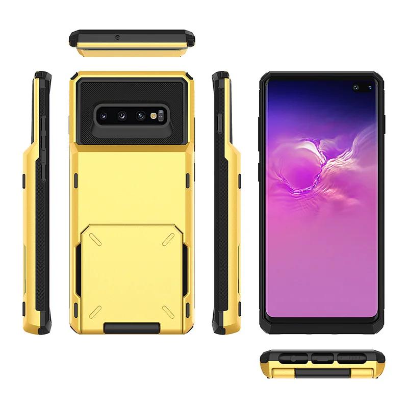 For Samsung Galaxy S10Plus S10 Case Shockproof Armor Phone Case For Galaxy S10 Plus S 10 + GalaxyS10 Card Slots Back Flip Cover