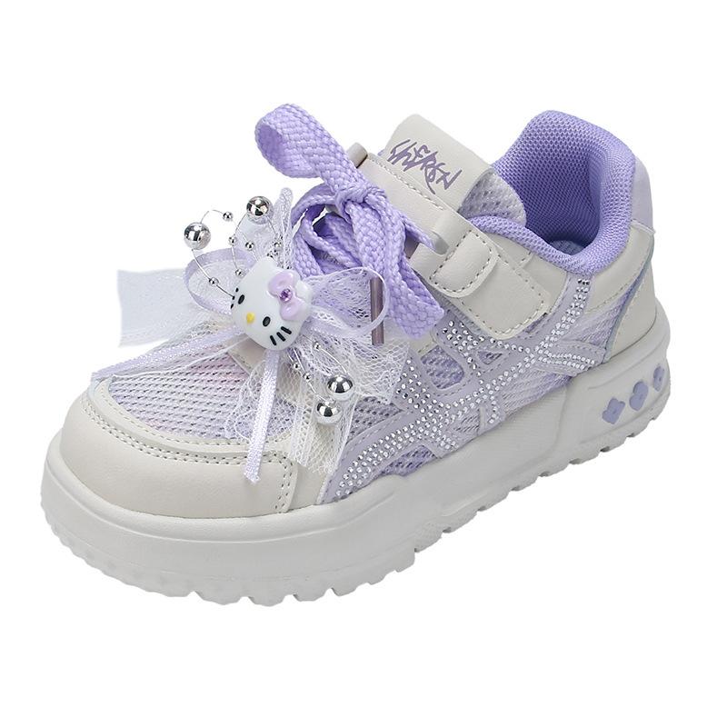 Girls' White Sneakers Children's Lace Bow Casual Shoes2026New Spring and Autumn Fashionable Girls' Sneakers